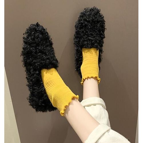 Chaussures Mocassins De Styliste En Laine D'agneau Pour Femmeschaussures D'extérieur Chaudes Et Solidesà Semelles Souples Antidérapanteshiver