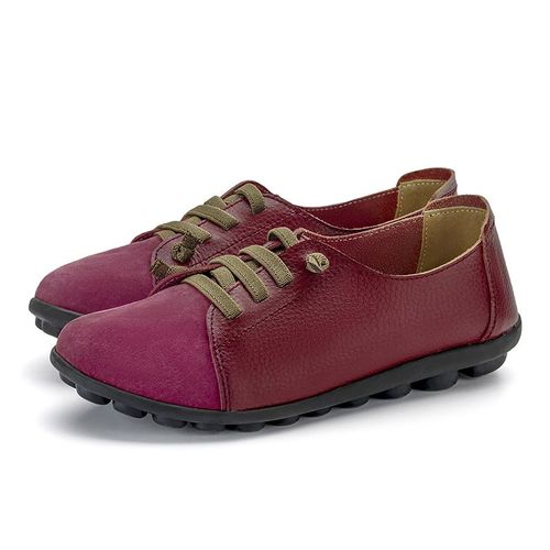 Woizgic-Mocassins En Cuir Véritable Pour Femmes,Chaussures Plates Pour Mères,Ballerine À Lacets,Mocains Souples,Grande Taille 43 44 Mx-052