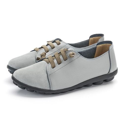 Woizgic-Mocassins En Cuir Véritable Pour Femmes,Chaussures Plates Pour Mères,Ballerine À Lacets,Mocains Souples,Grande Taille 43 44 Mx-052