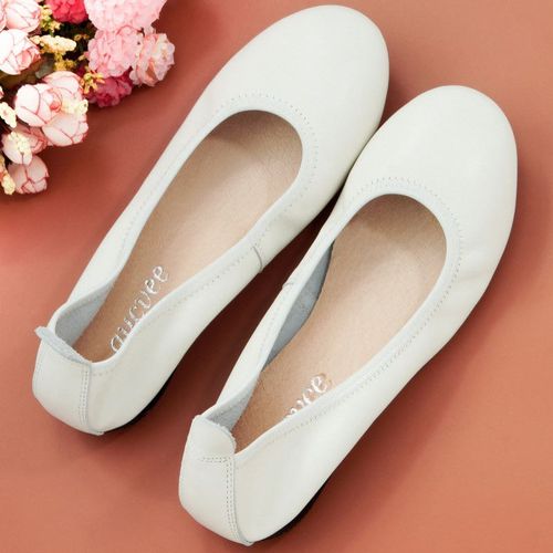 Ballerines En Cuir Véritable Pour Femmes,Confortables,Souples,À Enfiler,Grande Taille 34-43,Meilleures Ventes
