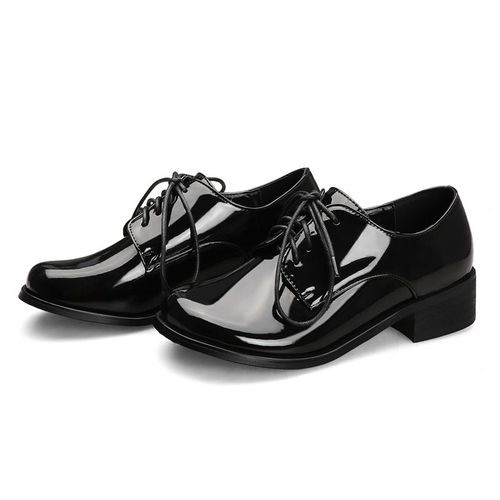 Mocassins Oxford En Cuir Verni Pour Femme,Chaussures De Marche Décontractées,Élégantes,À Lacets,Grande Taille 48