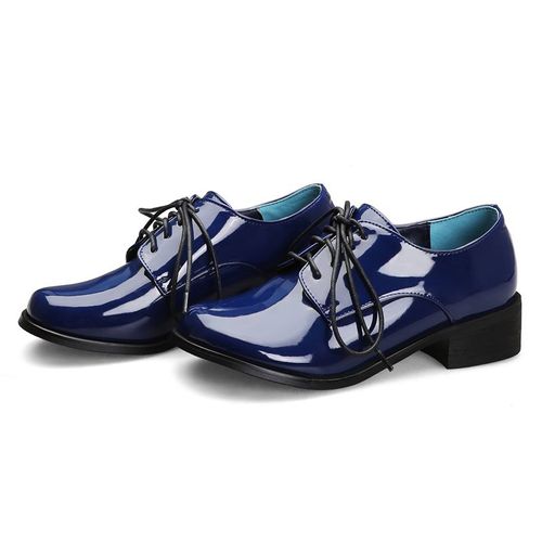 Mocassins Oxford En Cuir Verni Pour Femme,Chaussures De Marche Décontractées,Élégantes,À Lacets,Grande Taille 48