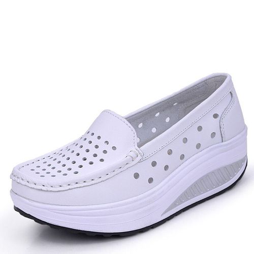 Chaussures Chaussures Semelle Plate Pour Femmesmocassins D'été Découpés En Cuir Et Daimà Semelles Compensées Décontractéesà Enfiler