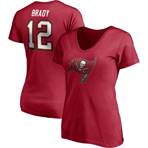 Fanatics Pour Femmes Tom Brady Rouge Tampa Bay Buccaneers Player Icon Nom Et Numéro T-Shirt À Col En V