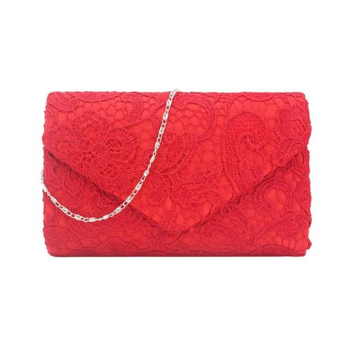 Sac de banquet européen et américain Fashion Silk face Lace Lady Hand hold Sac rouge