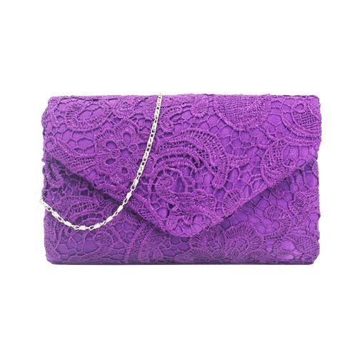 Euro - américain mode banquet sac soie face dentelle femmes main tenant sac violet