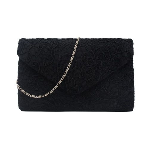 Sac de banquet européen et américain élégant en dentelle de soie pour femmes Hand hold Bag noir