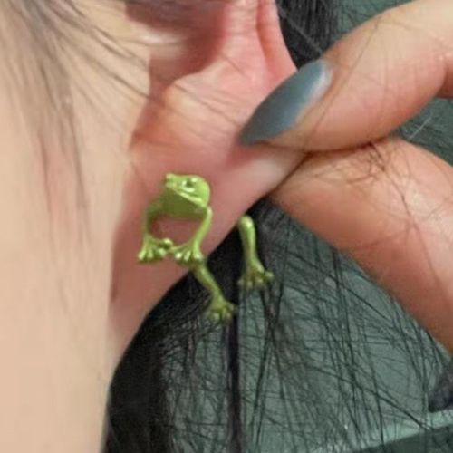 Boucles D'oreilles Gothiques En Forme De Grenouille Verte Pour Femmes Et Filles,Bijoux Vintage,Piercing,Esthétique Y2k,Accessoires