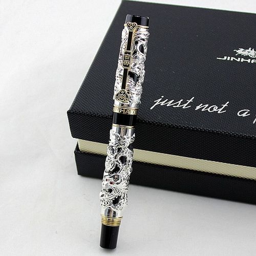 Jinhao-Stylo Fontaine À Sculpture Dragon Et Phénix, Papeterie De Luxe En Métal Pour Cadeau, Collection D'art, Stylos D'encre