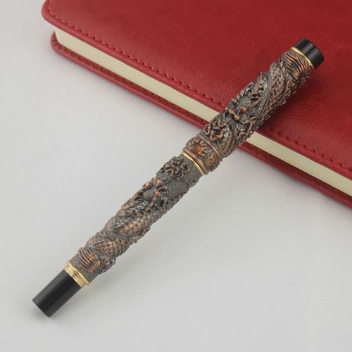 Stylo Bille Roulante Sculpté Avec Perles De Jeu, 2 Dragon, Argent Et Or, 5 Couleurs, De Luxe, Papeterie Scolaire Et De Bureau