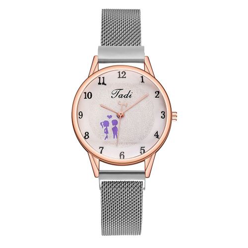 Montre À Quartz Pour Femmes, Motif Alliage, Boucle Magnétique, Chiffres Arabes, Montre Bracelet Pour Dames, D88