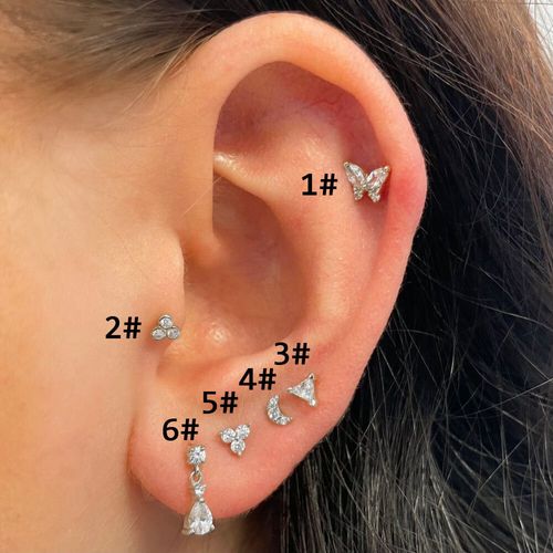 Boucles D'oreilles Helix Pour Femme,Piercing Papillon,Tendance,Mini Bijoux D'oreille Cartilage,Daith,Rook,Tragus,Accessoires Pour Le Corps,1 Pièce