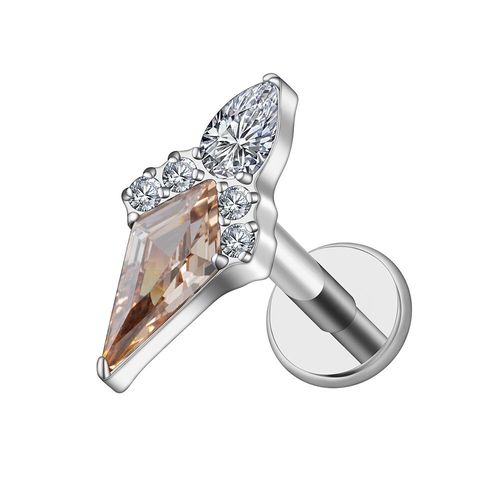 Right Grand Astm F136 Titane 16g Organiques Rémanence Losange Cerf-Volant Cz Boucle D'oreille Mousse Agate Cartilage Helix Tragus Conque Oreille Piercing Bijoux De Corps