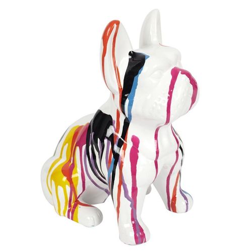Paris Prix - Statuette Déco "bulldog Coulures" 30cm Multicolore