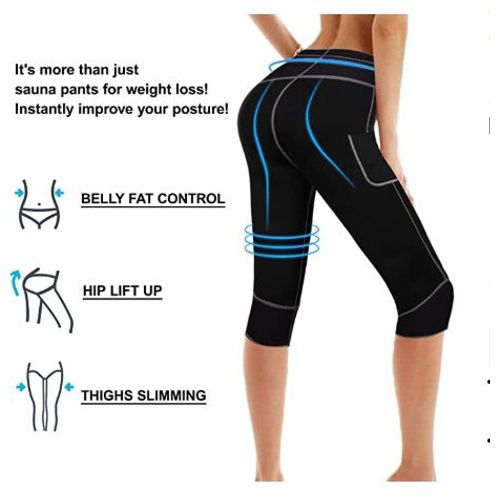 Pantalon De Survêtement De Sauna En Néoprène Avec Poche Pour Femme,Short Amincissant,Leggings De Compression,Shaper De Corps,Capris,Entraînement,Course À Pied,Chaud