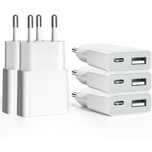 Chargeur Usb 5v/1a 2port Mini Usb Mural Chargeur Secteur Usb Adaptateur De Prise Universel Compatible Avec Iphone, Sam Sung, Nexus, Nokia, Huawei, Xiaomi, Htc, Sony (Thickness 1.45cm/5 Pack)