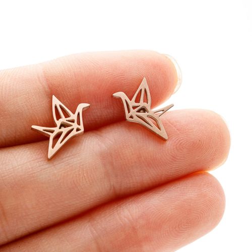 Boucles D'oreilles À Tige De Grue D'origami Sauvage Pour Femmes,Jolies Boucles D'oreilles À La Mode,Pendentifs D'oiseaux De Paupières,Boucles D'oreilles De Mariage,1 Paire