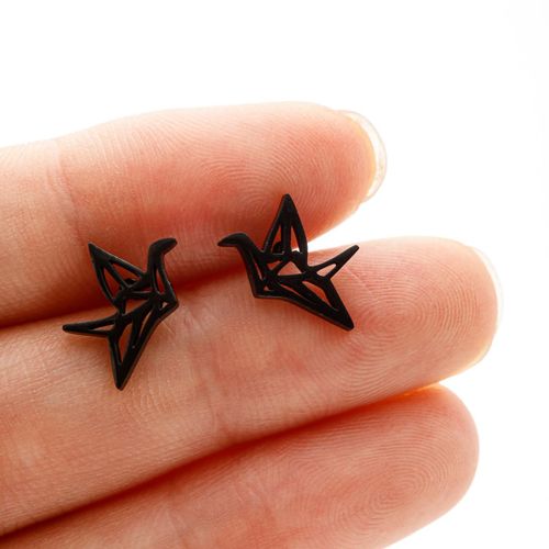 Boucles D'oreilles À Tige De Grue D'origami Sauvage Pour Femmes,Jolies Boucles D'oreilles À La Mode,Pendentifs D'oiseaux De Paupières,Boucles D'oreilles De Mariage,1 Paire