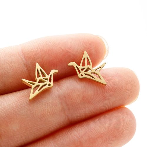 Boucles D'oreilles À Tige De Grue D'origami Sauvage Pour Femmes,Jolies Boucles D'oreilles À La Mode,Pendentifs D'oiseaux De Paupières,Boucles D'oreilles De Mariage,1 Paire