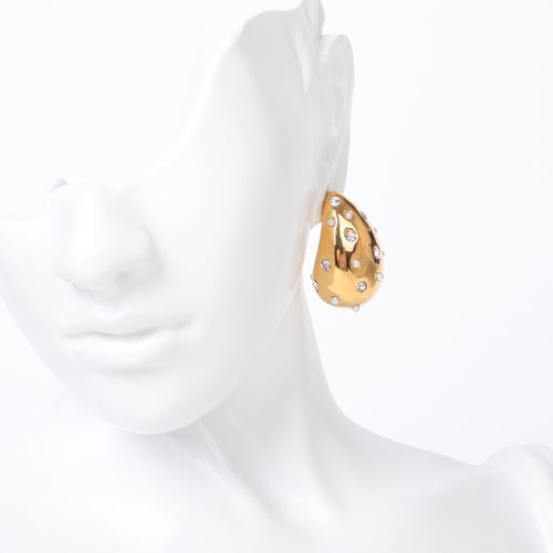 Lavk Boucles D'oreilles Pendantes En Acier Inoxydable À La Mode Avec Texture Dorée E,Charme Et Forme De Goutte D'eau.
