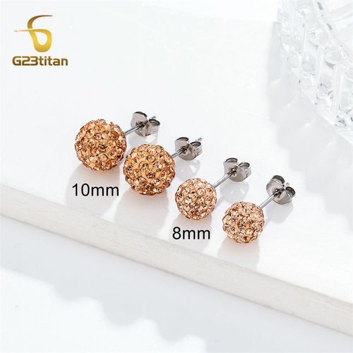 Boucles D'oreilles Shambhala En Cristal De Champagne Pour Femmes Et Hommes,Goujon D'oreille Boule Irrigation Brillante,Bijoux De Piercing Hypoallergéniques,Accessoires De Luxe