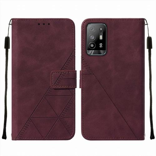 Housse Coque Pour Oppo A94 5g Etui En Cuir Housse Portefeuille Avec Fentes Pour Cartes Et Magnétique Protecteur Silicone Souple Cover Pour Oppo A94 5g, Style D'affaires Vin Rouge