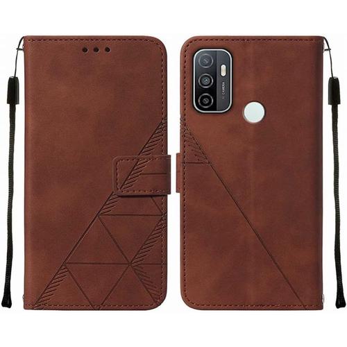 Housse Coque Pour Oppo A53 4g Etui En Cuir Housse Portefeuille Avec Fentes Pour Cartes Et Magnétique Protecteur Silicone Souple Cover Pour Oppo A53 4g, Style D'affaires Brun