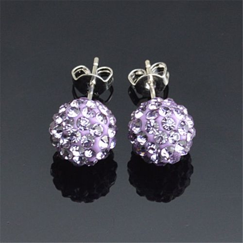 Boucles D'oreilles Pour Femmes 10mm Nouvelle Couleur Argent Balle Rouge Strass Cristal Boule Pave Perles Boucles D'oreilles Bijoux 24 Couleurs