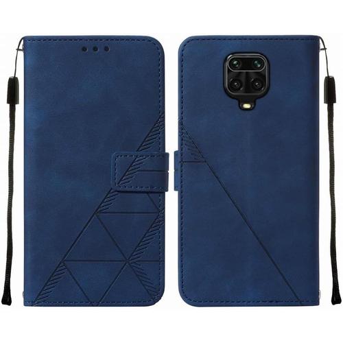 Housse Coque Pour Xiaomi Redmi Note 9s Etui En Cuir Housse Portefeuille Avec Fentes Pour Cartes Et Magnétique Protecteur Silicone Souple Cover Pour Redmi Note 9s, Style D'affaires Bleu