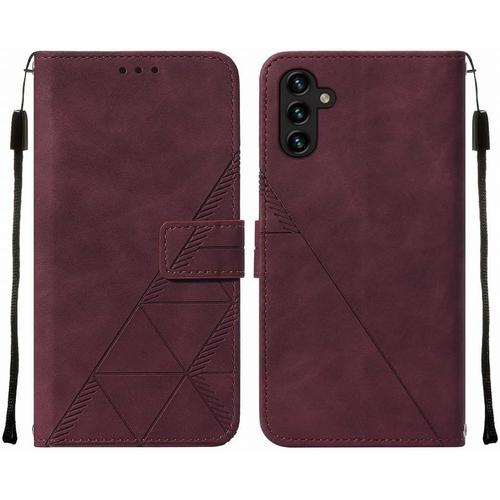 Housse Coque Pour Samsung Galaxy A13 5g Etui En Cuir Housse Portefeuille Avec Fentes Pour Cartes Et Magnétique Protecteur Silicone Souple Cover Pour Galaxy A13 5g, Style D'affaires Vin Rouge