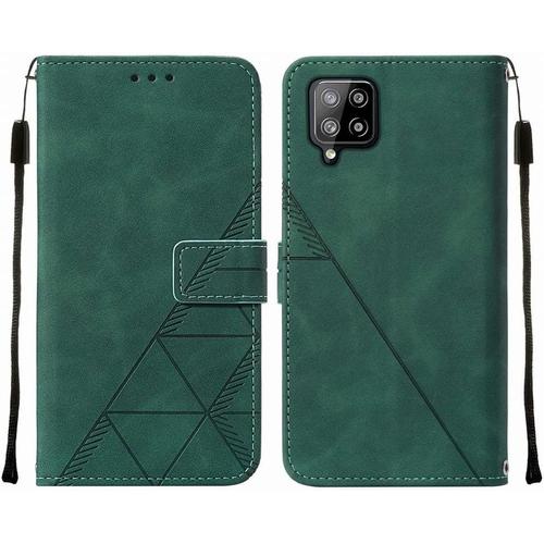 Housse Coque Pour Samsung Galaxy A42 5g Etui En Cuir Housse Portefeuille Avec Fentes Pour Cartes Et Magnétique Protecteur Silicone Souple Cover Pour Galaxy A42 5g, Style D'affaires Vert