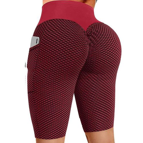 Short De Yoga À Poches Pour Femmes,Legging De Fitness,Sexy,En Jacquard,Effet Nid D'abeille,Extensible,Pour Sport,Course À Pied,Été