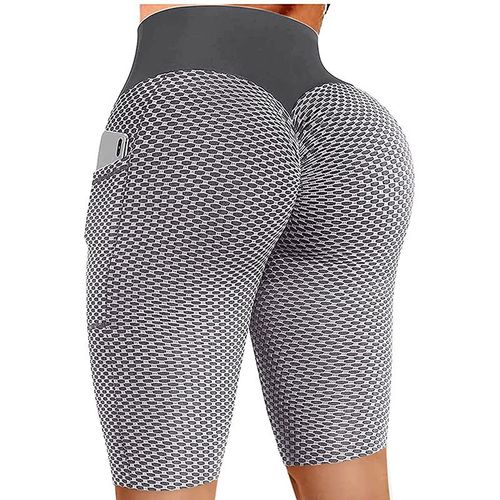 Short De Yoga À Poches Pour Femmes,Legging De Fitness,Sexy,En Jacquard,Effet Nid D'abeille,Extensible,Pour Sport,Course À Pied,Été