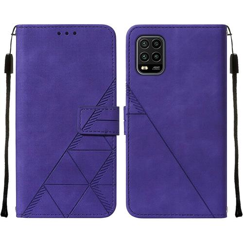 Housse Coque Pour Xiaomi Mi 10 Lite 5g Etui En Cuir Housse Portefeuille Avec Fentes Pour Cartes Et Magnétique Protecteur Silicone Souple Cover Pour Xiaomi Mi 10 Lite 5g, Style D'affaires Mauve