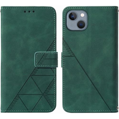 Housse Coque Pour Iphone 13 Mini Etui En Cuir Housse Portefeuille Avec Fentes Pour Cartes Et Magnétique Protecteur Silicone Souple Cover Pour Iphone 13 Mini, Style D'affaires Vert