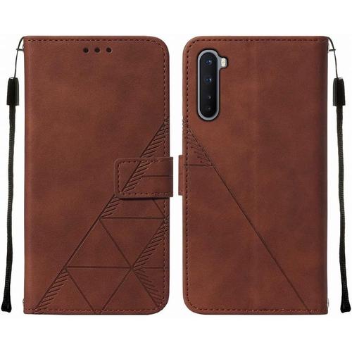 Housse Coque Pour Oneplus Nord Etui En Cuir Housse Portefeuille Avec Fentes Pour Cartes Et Magnétique Protecteur Silicone Souple Cover Pour Oneplus Nord, Style D'affaires Brun