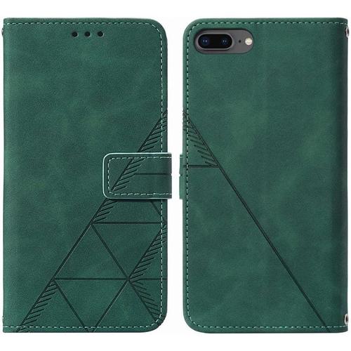 Housse Coque Pour Iphone 7 Plus / 8 Plus Etui En Cuir Housse Portefeuille Avec Fentes Pour Cartes Et Protecteur Silicone Souple Cover Pour Iphone 7 Plus / 8 Plus / 6s Plus, Style D'affaires Vert