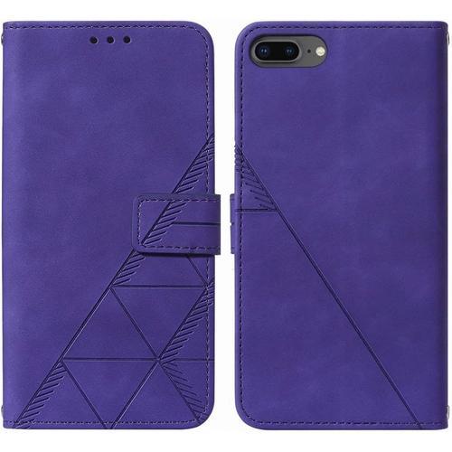 Housse Coque Pour Iphone 7 Plus / 8 Plus Etui En Cuir Housse Portefeuille Avec Fentes Pour Cartes Et Protecteur Silicone Souple Cover Pour Iphone 7 Plus / 8 Plus / 6s Plus, Style D'affaires Mauve