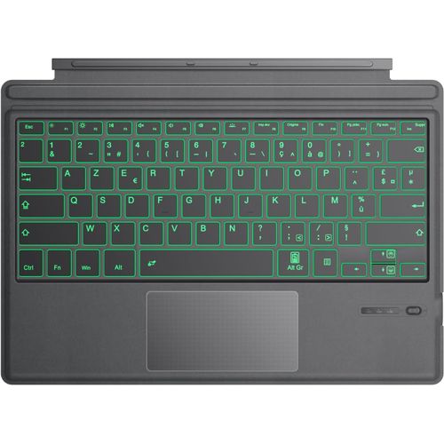Clavier AZERTY Layout, Accessoire Microsoft Surface Pro 7 Plus, Clavier Bluetooth avec R?tro-?clairage Sept Couleurs pour Microsoft Surface Pro 7 Plus/Pro 7/Pro 6/Pro 4/Pro 3/Pro 2017, Gris