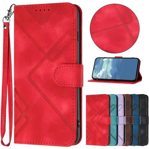 Coque Pour Samsung Galaxy A13 5g, [Housse En Cuir Pu Premium] [Etui À Rabat] [Pochette De Portefeuille], Étui De Protection Pour Samsung Galaxy A13 5g - Rouge