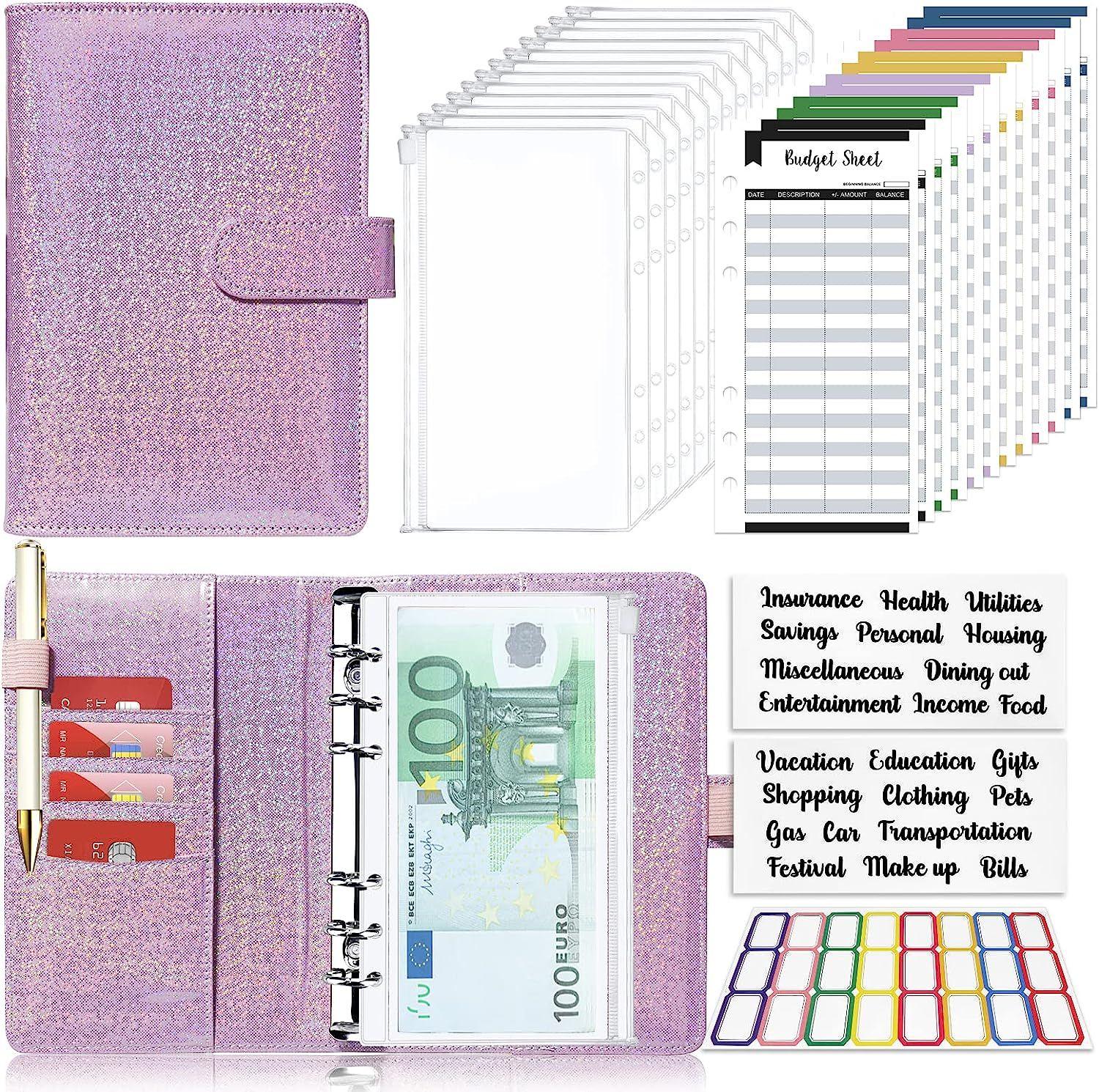 Classeur Budget Enveloppe Budget A6 Organisateur Budget Planner avec 12  Pochette Budget Transparentes, Classeur Rose