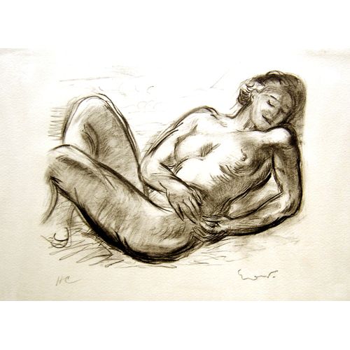 Emile Othon Friesz (1879-1949) "Nu Endormi" Lithographie De 1949 Sur Velin, Signée Au Crayon, Épreuve D'artiste / Dimensions: 36x26cm.