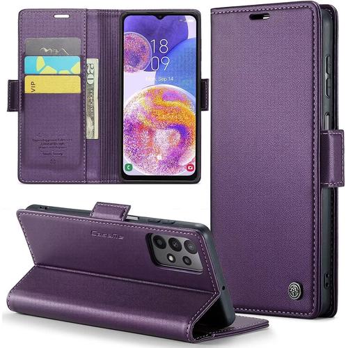 Coque Pour Google Pixel 8 Etui Protection Housse Premium En Cuir Pu Pochette Fermeture Magnétique Flip Case, Violet