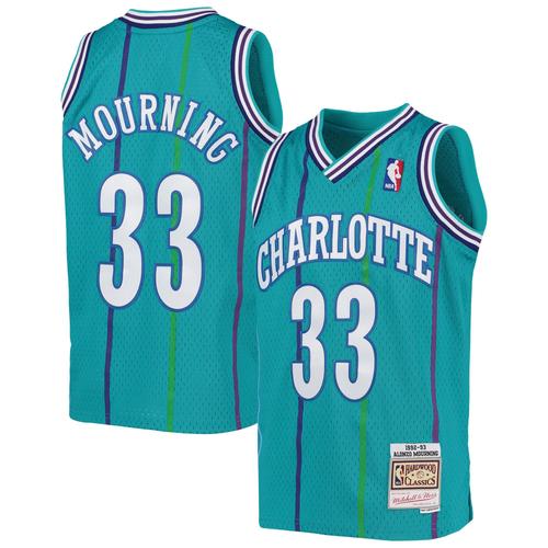 Jeunesse Mitchell & Ness Alonzo Mourning Teal Charlotte Hornets 1992-93 Hardwood Classics Swingman Jersey