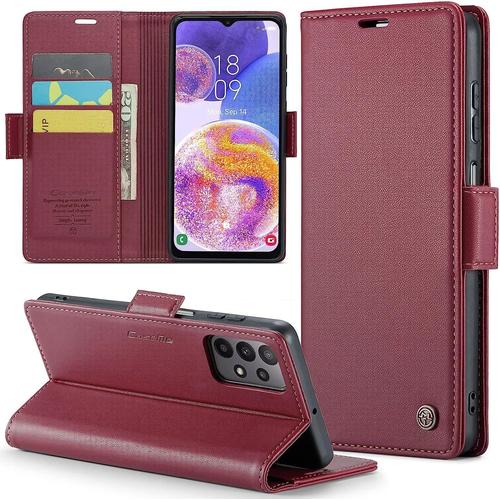 Coque Pour Iphone Xr Etui Protection Housse Premium En Cuir Pu Pochette Fermeture Magnétique Flip Case, Rouge
