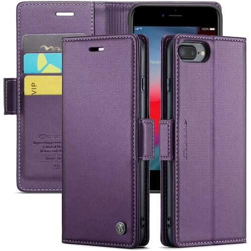 Coque Pour Iphone 6/7/8 Plus, [Housse En Cuir Pu Premium] [Etui À Rabat] [Pochette De Portefeuille] Étui De Protection Pour Iphone 6/7/8 Plus- Violet