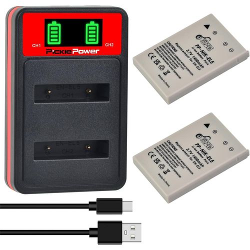 2 PCS Batterie en-EL5 et Double Chargeur USB pour Nikon Coolpix P510 P520 P530 P5000 P5100 P6000 S10 P3 P4 P80 P90 P100 P500 Appareil Photo