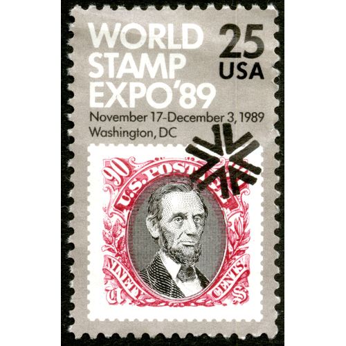 Timbre Oblitéré Usa 25, World Stamp Expo'89, November 17 - December 3, 1989, Washington, Dc