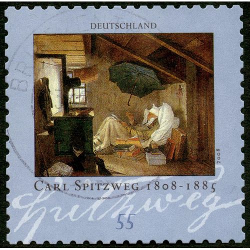 Timbre Oblitéré Deutschland, Carl Spitzweg 1808 - 1885, 2008, 55