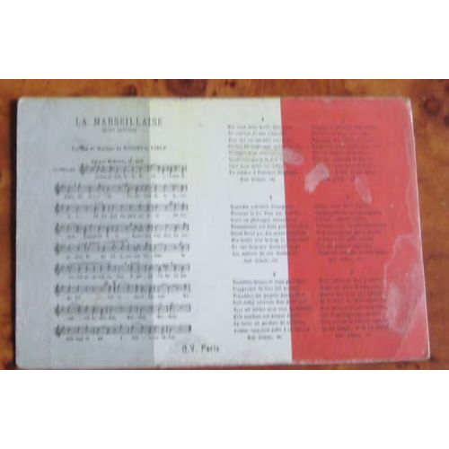 Carte Postale Ancienne En Carton- La Marseillaise, Chant National, Paroles Et Musique De Rouget De Lisle - Avec Les Paroles Et La Portée Musicale- 14x9cm- G.V. Paris